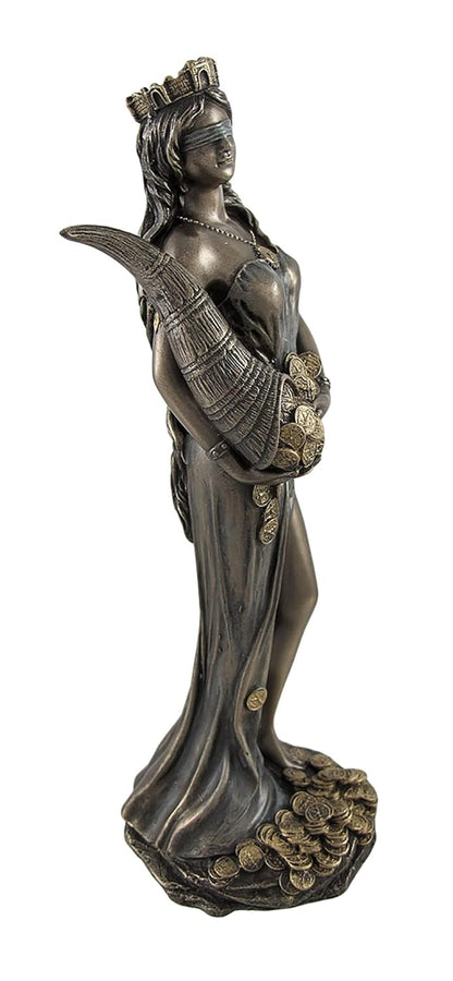 Roman Goddess Fortuna Idol-Good Fortune Idol-Height-8.2 inches-Resin-Metallic