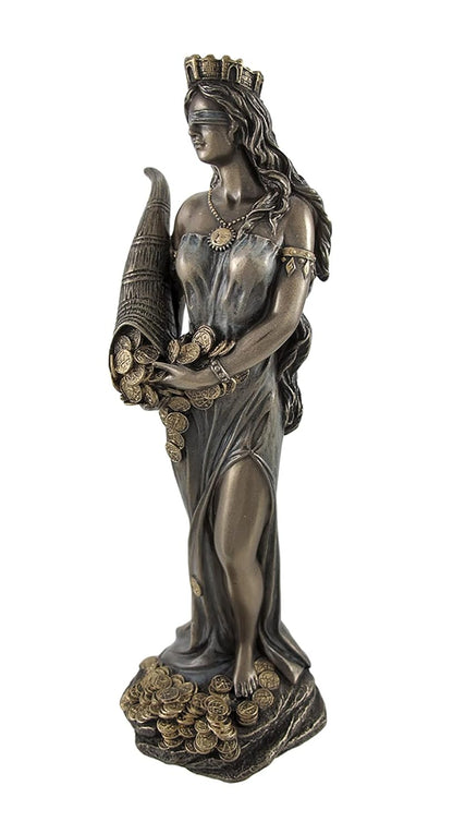 Roman Goddess Fortuna Idol-Good Fortune Idol-Height-8.2 inches-Resin-Metallic