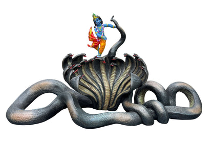 New Extra Large Kaalia Krishna Idol-Length-30 Inches-Depicting Krishna On Kaalia Snake