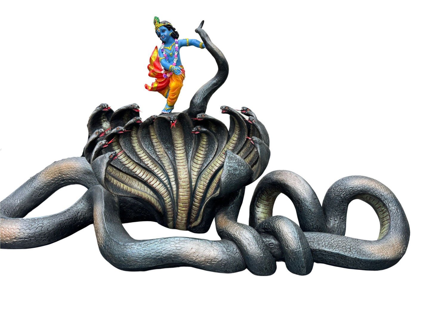 New Extra Large Kaalia Krishna Idol-Length-30 Inches-Depicting Krishna On Kaalia Snake