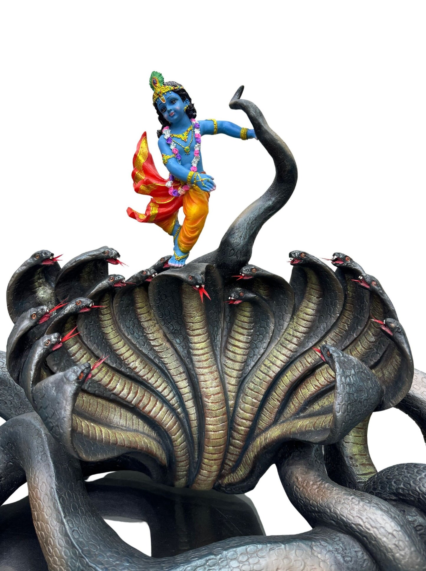 New Extra Large Kaalia Krishna Idol-Length-30 Inches-Depicting Krishna On Kaalia Snake