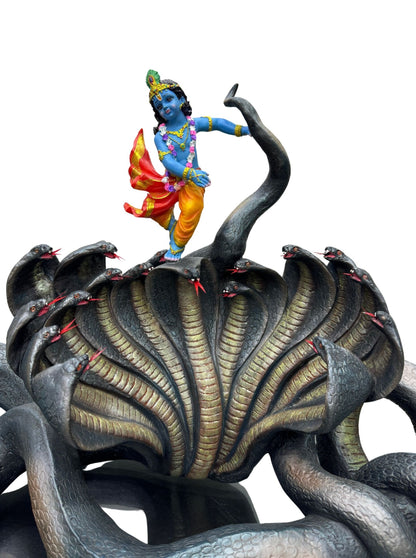 New Extra Large Kaalia Krishna Idol-Length-30 Inches-Depicting Krishna On Kaalia Snake