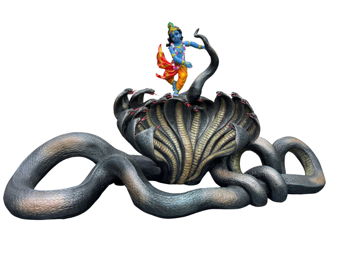 New Extra Large Kaalia Krishna Idol-Length-30 Inches-Depicting Krishna On Kaalia Snake