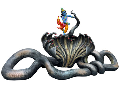 New Extra Large Kaalia Krishna Idol-Length-30 Inches-Depicting Krishna On Kaalia Snake