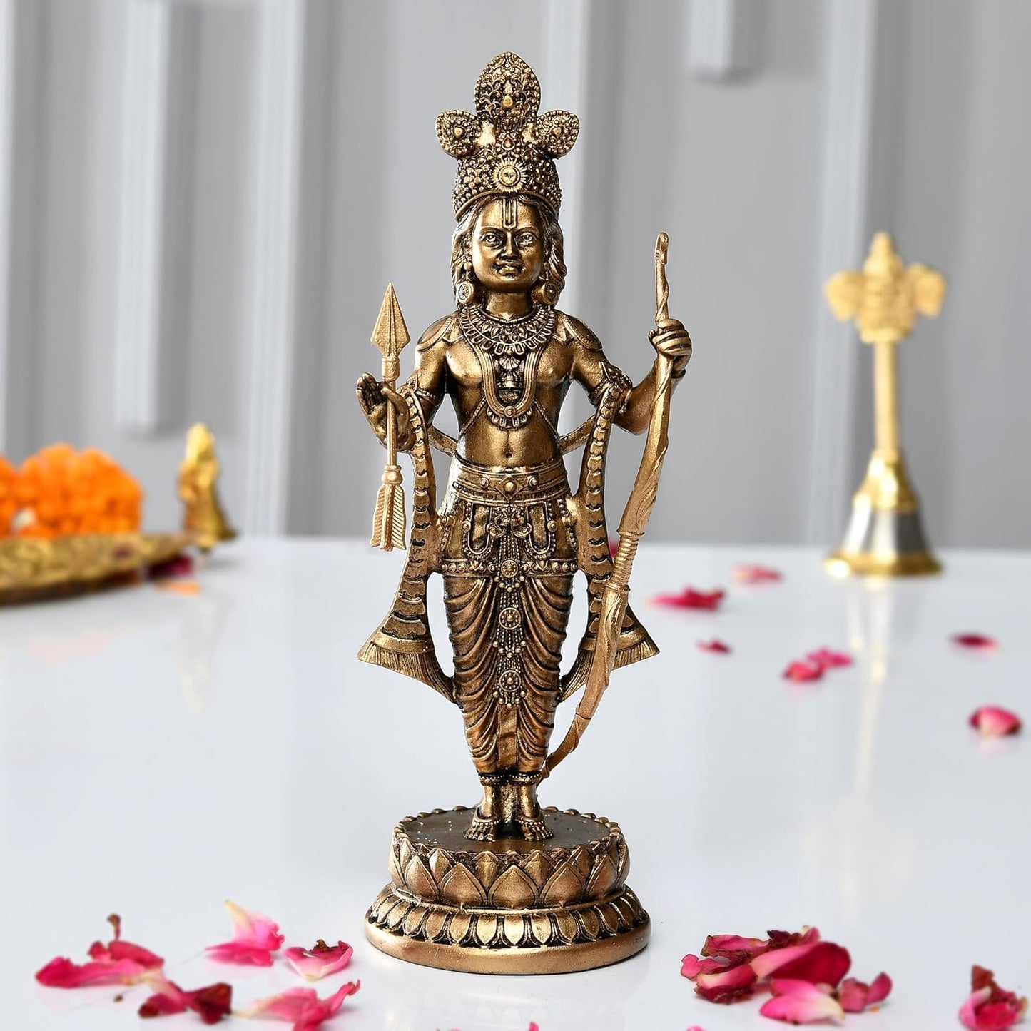 New Big Standing Ram Ji Murti On Base-Height-10 Inches-Black Finish-Lord Rama