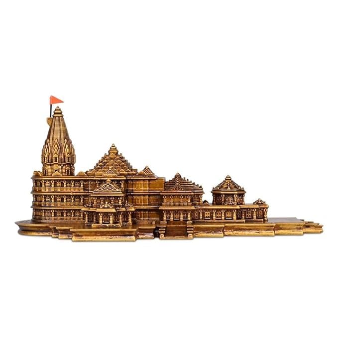 New Ram Mandir Ayodhya-Temple-Home D�cor-Metallic Finish-Length-6 Inches-Resin