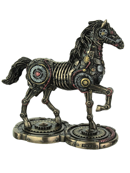 Standing Horse Showpiece Steampunk Style-Height-10 Inches-Resin-Metallic