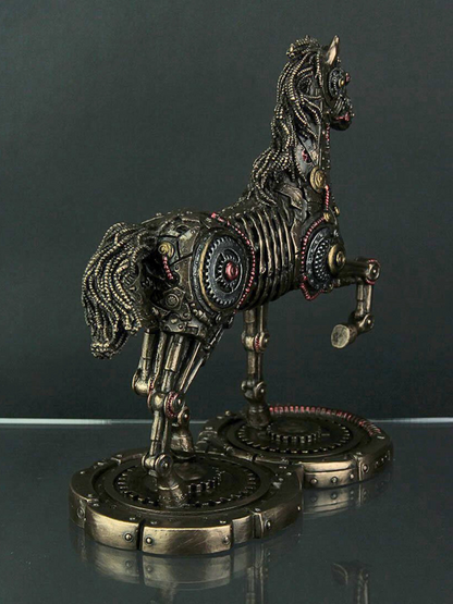 Standing Horse Showpiece Steampunk Style-Height-10 Inches-Resin-Metallic