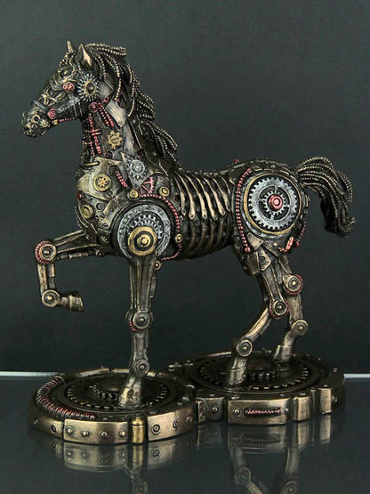 Standing Horse Showpiece Steampunk Style-Height-10 Inches-Resin-Metallic
