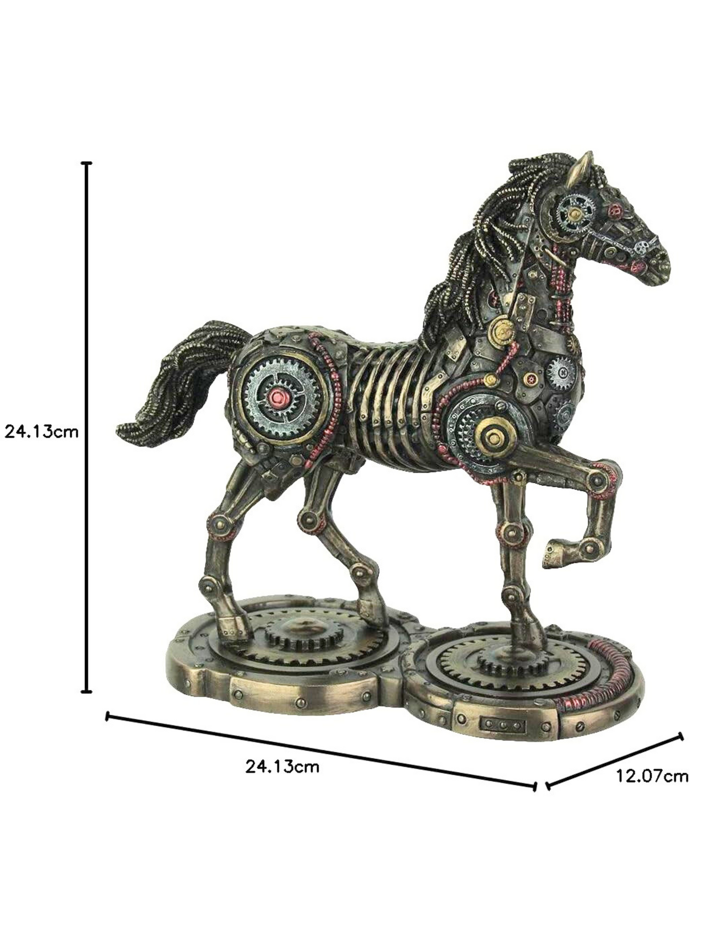 Standing Horse Showpiece Steampunk Style-Height-10 Inches-Resin-Metallic