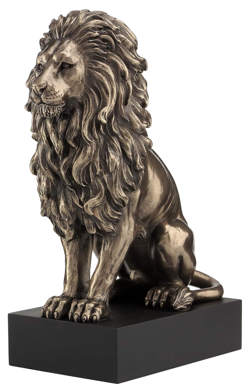 Lion Showpiece Standing On Plith-Height-8 Inches-Metallic-Resin
