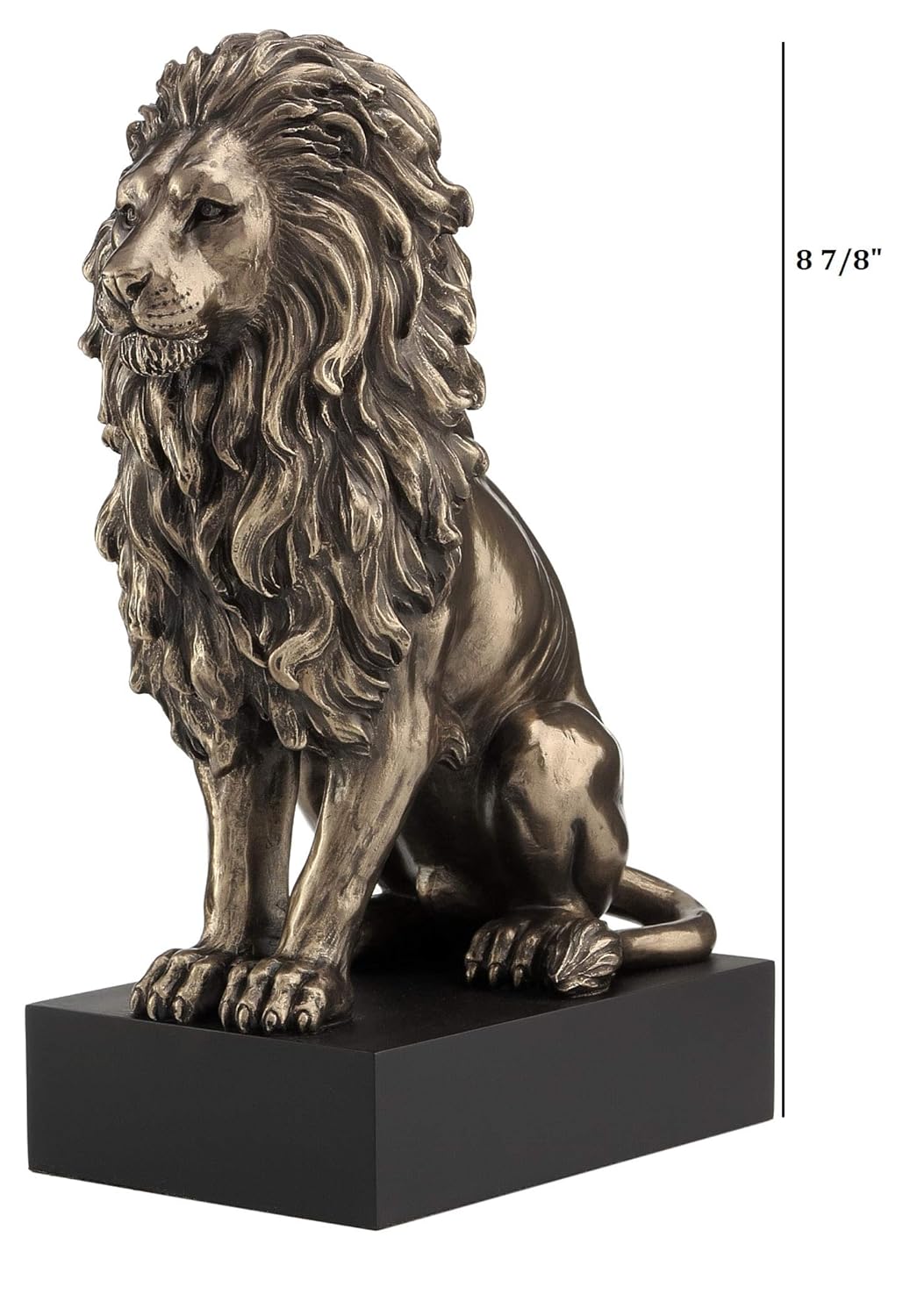 Lion Showpiece Standing On Plith-Height-8 Inches-Metallic-Resin