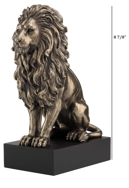 Lion Showpiece Standing On Plith-Height-8 Inches-Metallic-Resin
