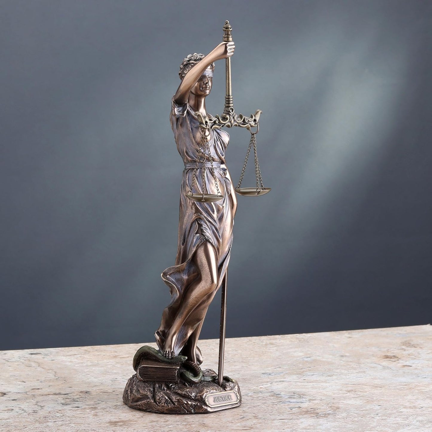 Lawyer Special Lady Justicia Holding Scales-Height-12 Inch Statue Sculpture-Metallic Finish-Lady Justice