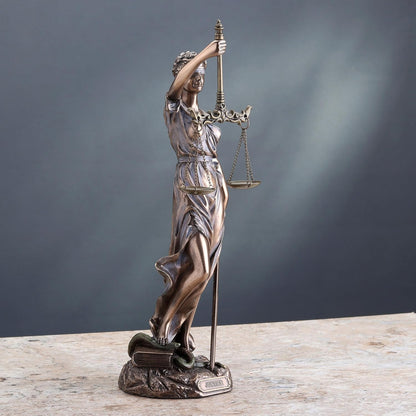 Lawyer Special Lady Justicia Holding Scales-Height-12 Inch Statue Sculpture-Metallic Finish-Lady Justice
