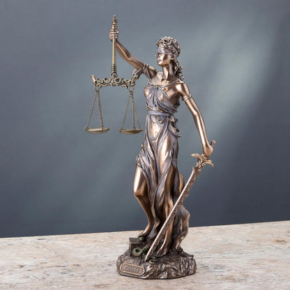 Lawyer Special Lady Justicia Holding Scales-Height-12 Inch Statue Sculpture-Metallic Finish-Lady Justice