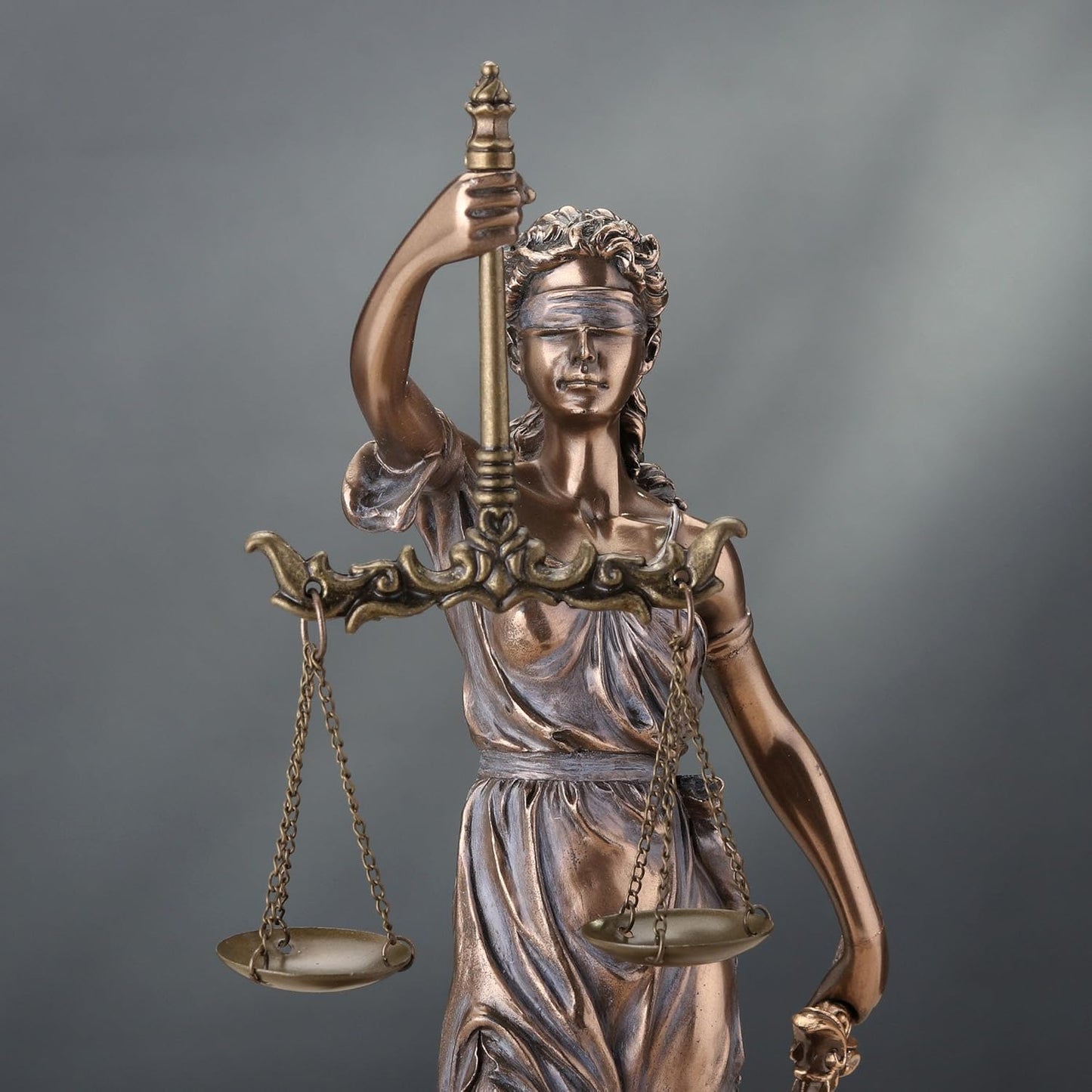 Lawyer Special Lady Justicia Holding Scales-Height-12 Inch Statue Sculpture-Metallic Finish-Lady Justice