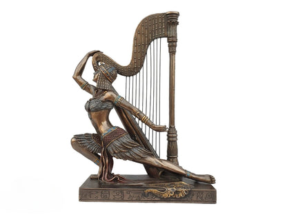 Egyptian Lady Musician Statue-Song Of The Nile-Height-10 Inches-Resin-Metallic-Showpiece For Home
