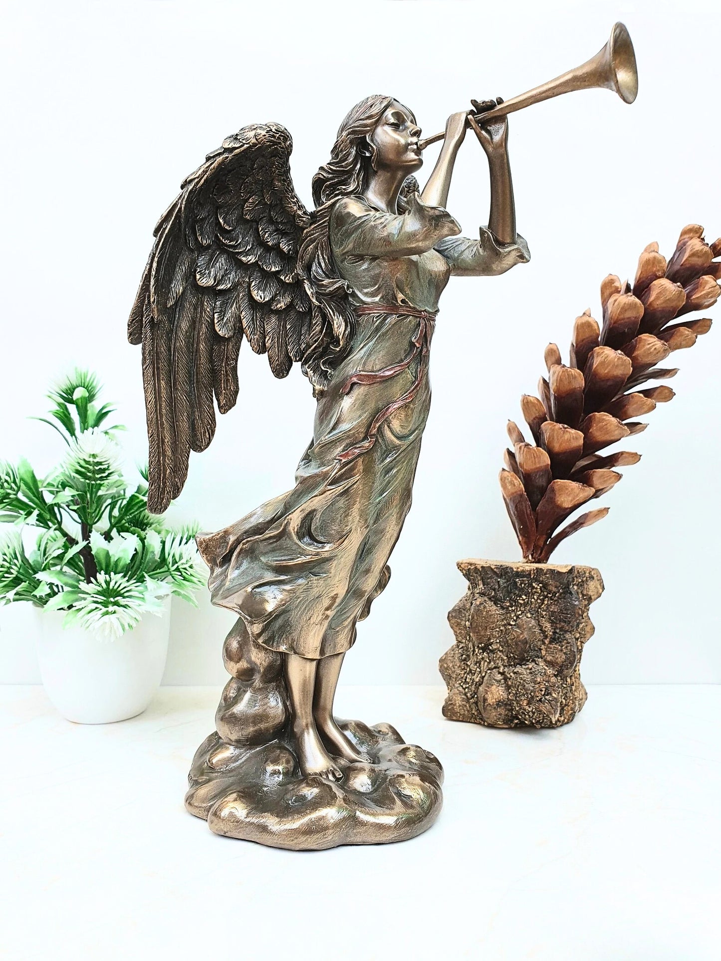 Angel Musican Standing Statue Playing Greek Zournas-Height-10 Inches-Showpiece For Home
