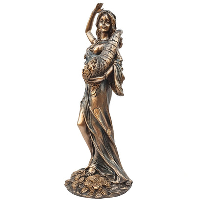 Fortuna Idol The Greek Goddess of Fortuna and Luck Resin Sculpture-Height-12.1 Inches-Metallic