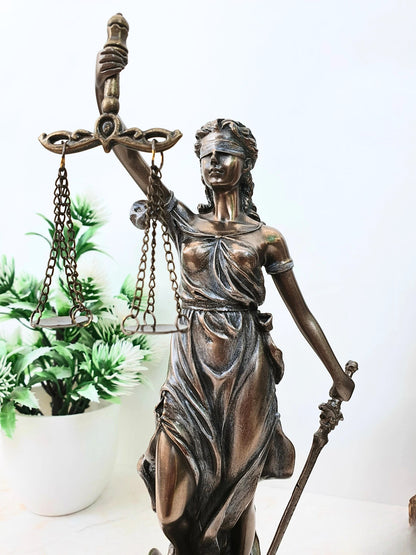 Lady Justice Holding Scales-Height-8 Inch Statue Sculpture-Metallic Finish