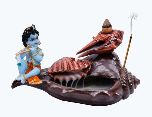 Polyresin Krishna Idol, 7.5 x 4.5 x 4.2 Inch, Multicolour