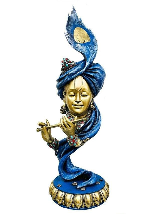 New Large Modern Design Flute Krishna-Turban Face,Height-24 Inches,God Idols/Statue/Figuirnes,Material-Polyresin & Marble,Made in India