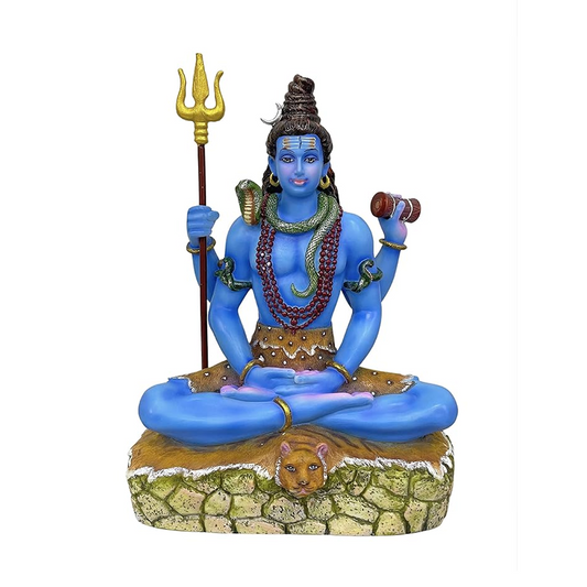 Big Sitting Shiv Ji 8 Inches -Shiv Ji Murti for Home Décor-Coloured Finish