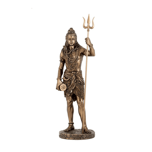 Large Beautiful Standing Shiva with Trishul On Base-Height-20 Inches-Antique Finish-Resin