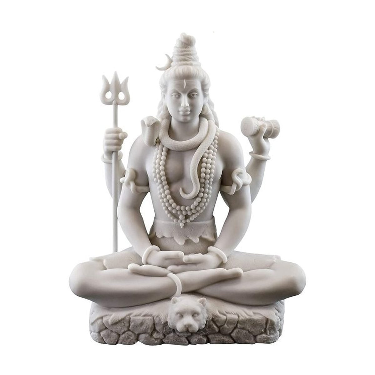 New Small Shiv with 4 Hands-Height-3 Inches-Marble White Finish-for Car and Home Décor