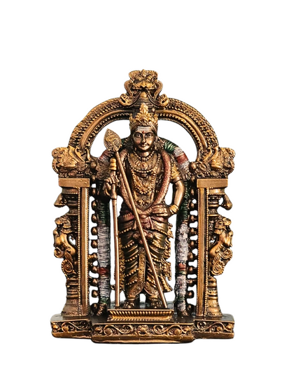 Large Standing Murugan Idol-Height 8 Inches-Metallic-Resin