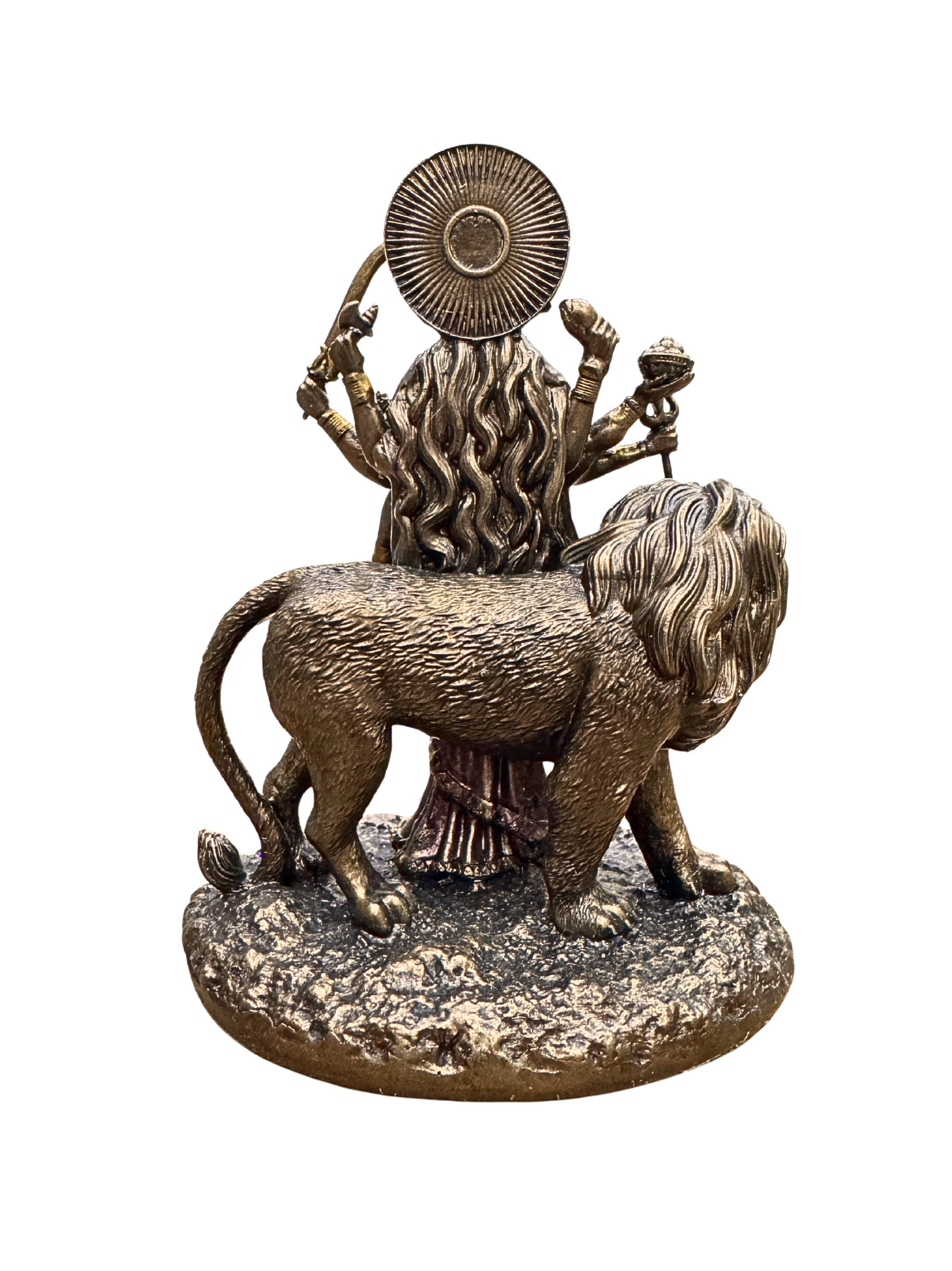 Medium Sitting Durga Idol 6 Inches-Metallic-Resin