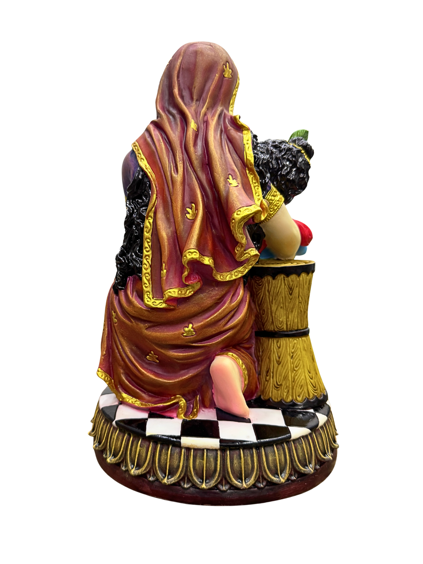 Damodar Krishna Idol-Height-12 Inches-Krishna On Lap Statue-Multicolour-Resin