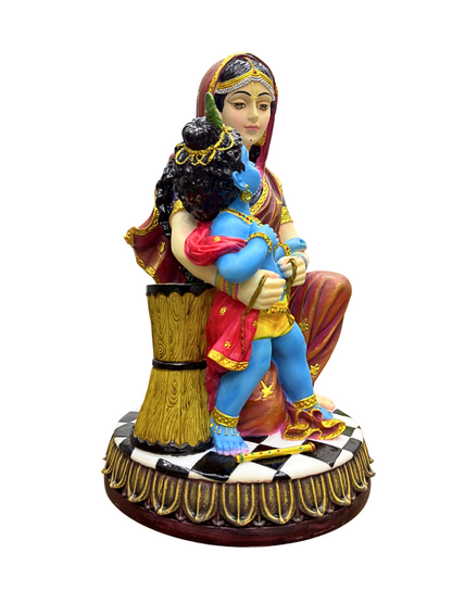 Damodar Krishna Idol-Height-12 Inches-Krishna On Lap Statue-Multicolour-Resin