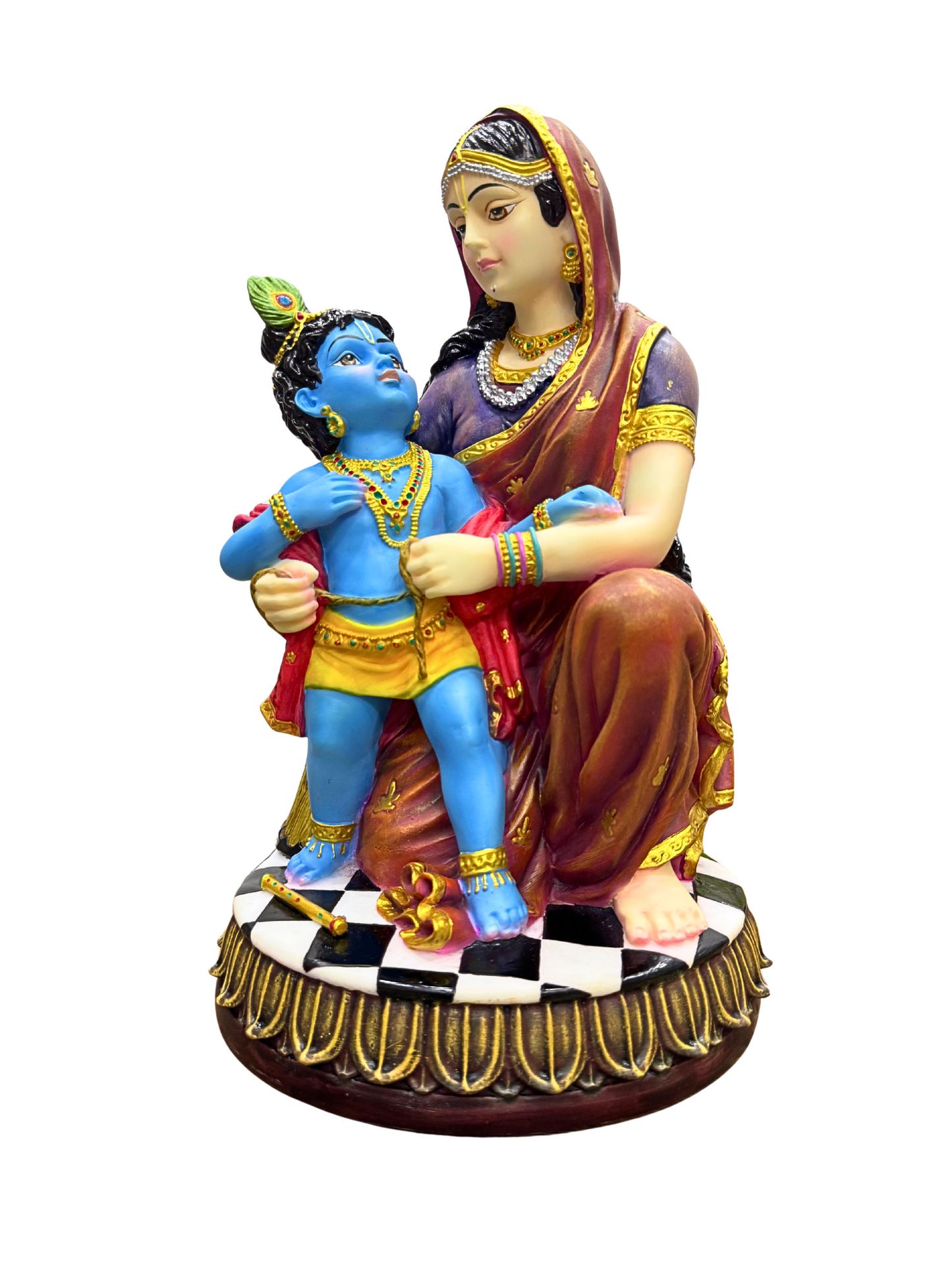Damodar Krishna Idol-Height-12 Inches-Krishna On Lap Statue-Multicolour-Resin
