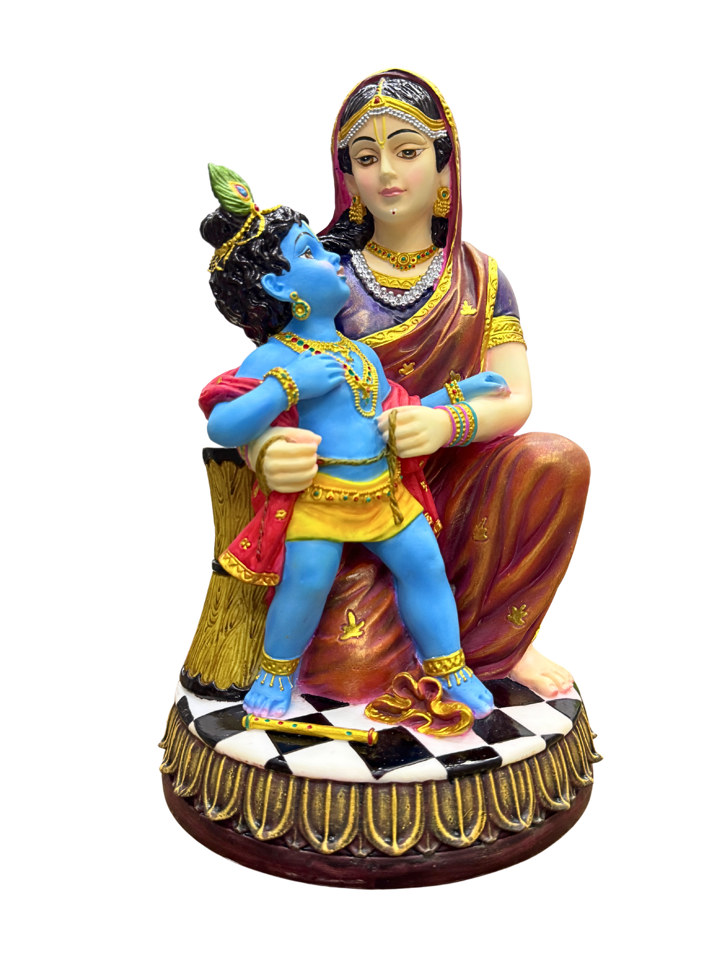 Damodar Krishna Idol-Height-12 Inches-Krishna On Lap Statue-Multicolour-Resin