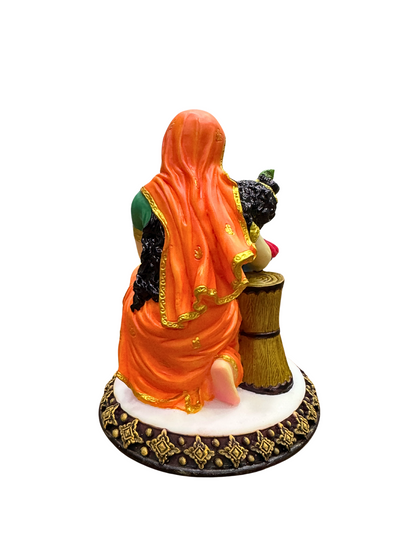Damodar Krishna Idol-Height-5 Inches-Krishna On Lap Statue-Multicolour-Resin