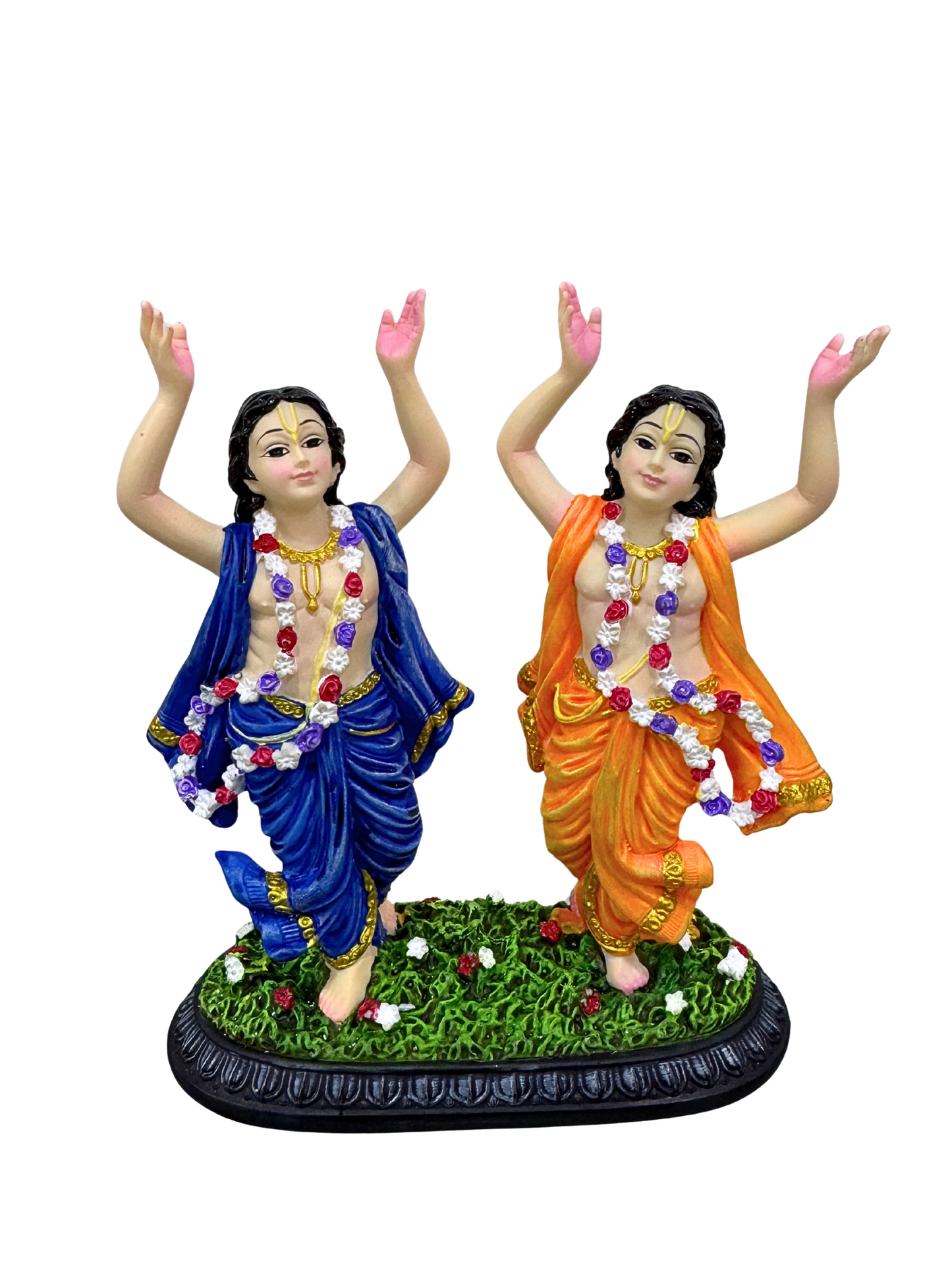 New Dancing Gaur Nitai Idol On Base-Height-6.5 Inches-Multicoloured-Resin
