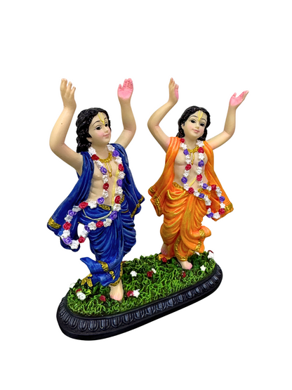 New Dancing Gaur Nitai Idol On Base-Height-6.5 Inches-Multicoloured-Resin