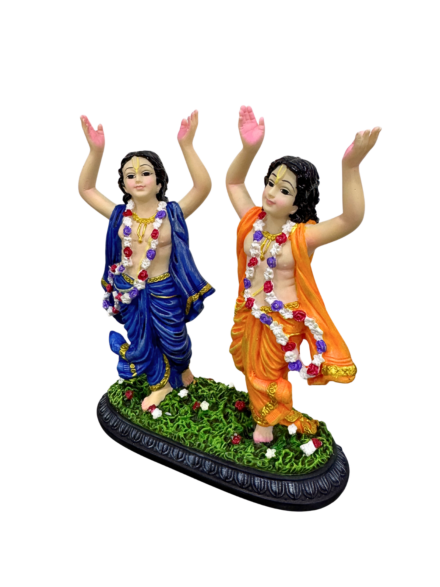 New Dancing Gaur Nitai Idol On Base-Height-6.5 Inches-Multicoloured-Resin