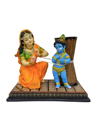 New Damodar Leela Krishna Maa Yashoda Idol-Rectangular Base-Length-10 Inches-Resin