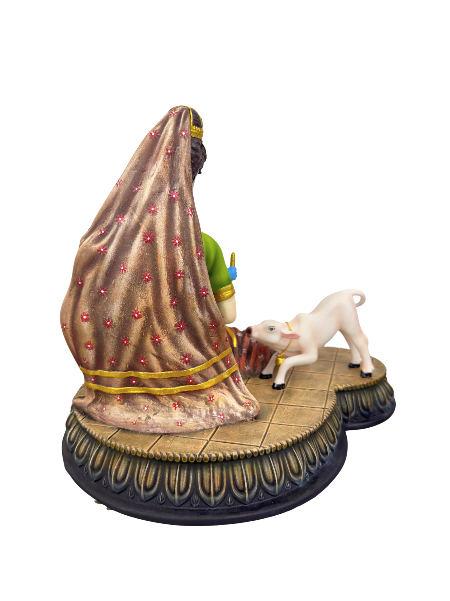 New Large Maa Yashoda With Krishna and Cow-11""x9""x10""-Multicoloured-Resin-Idol