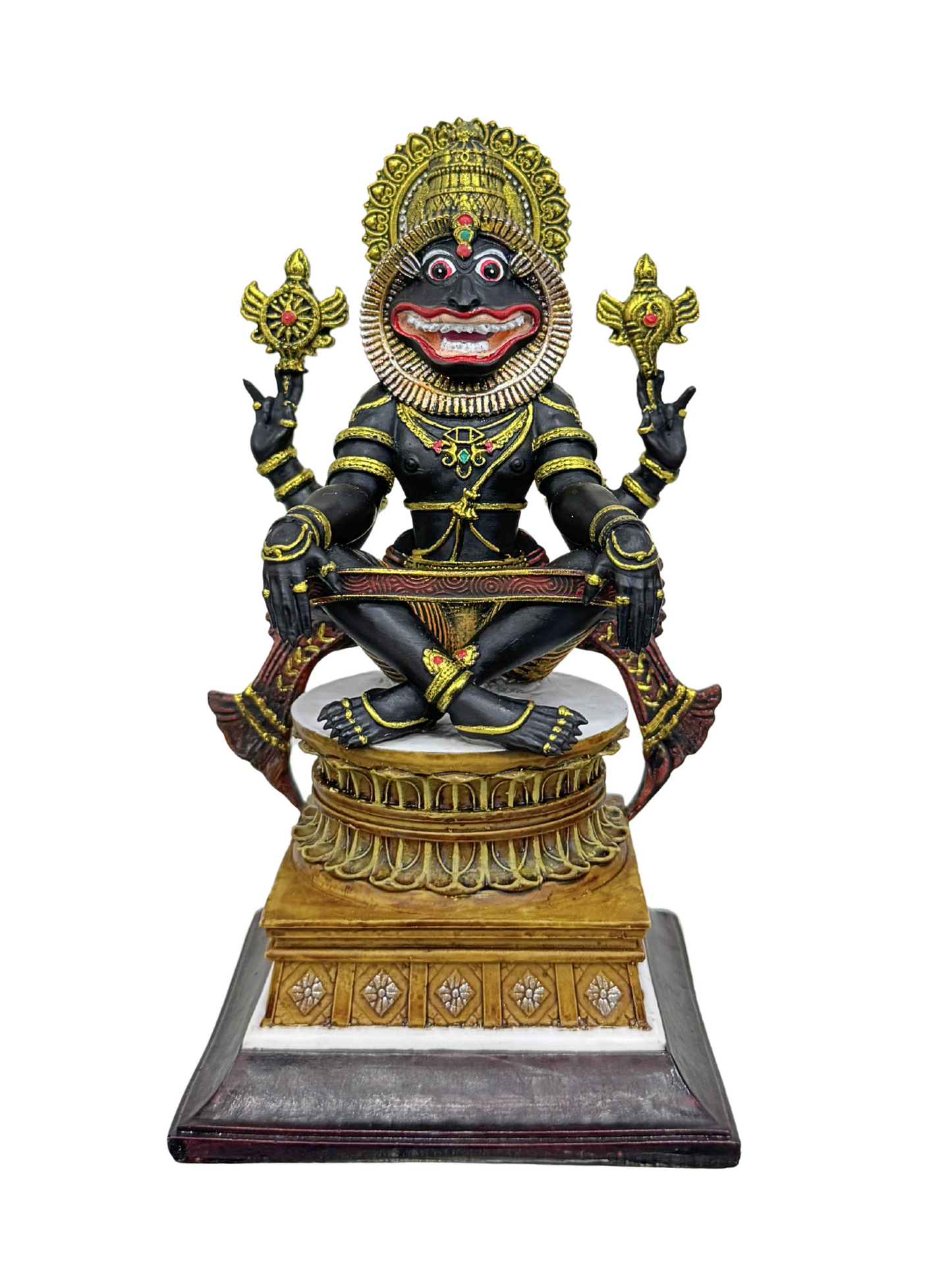 New Medium Sitting Narsimha Idol-Height-7 Inches-Resin-Black Colour
