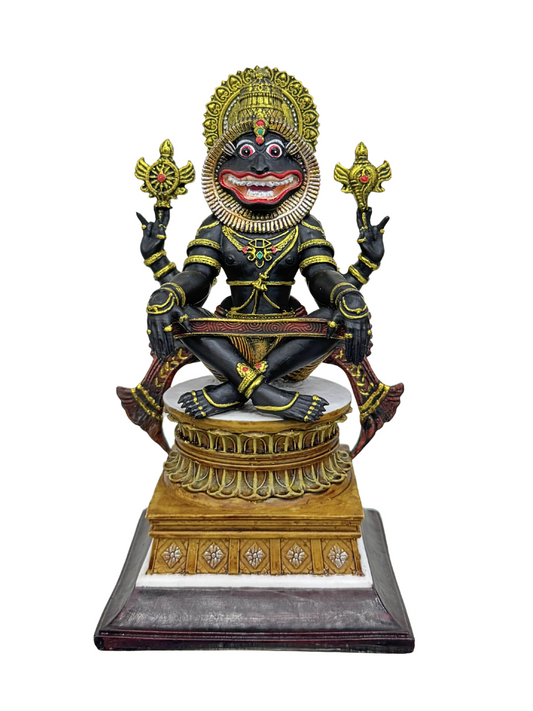 New Medium Sitting Narsimha Idol-Height-7 Inches-Resin-Black Colour