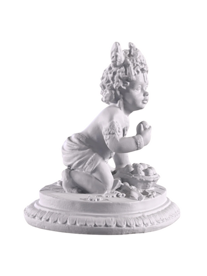 Large Baby Krishna Idol On Knees-Height-6 Inches-White-Resin