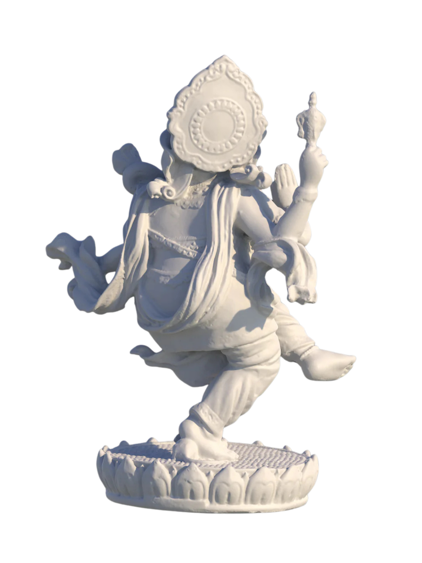 Large Dancing Ganesh Idol-Height-8 Inches-White-Resin-Ganpati Statue