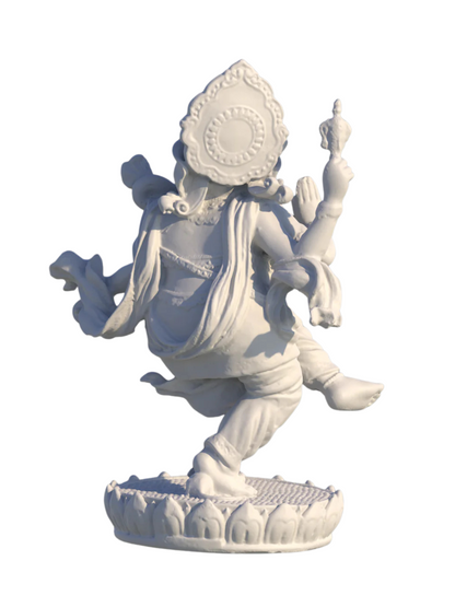 Large Dancing Ganesh Idol-Height-8 Inches-White-Resin-Ganpati Statue