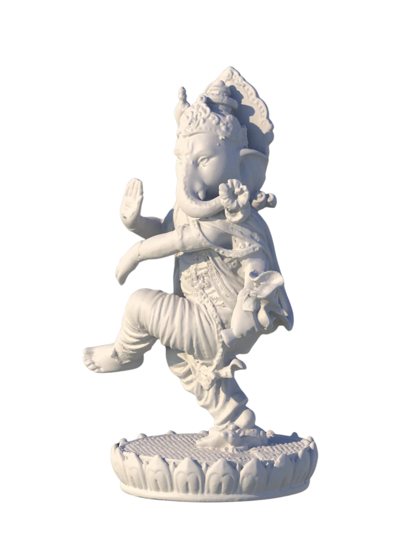 Large Dancing Ganesh Idol-Height-8 Inches-White-Resin-Ganpati Statue