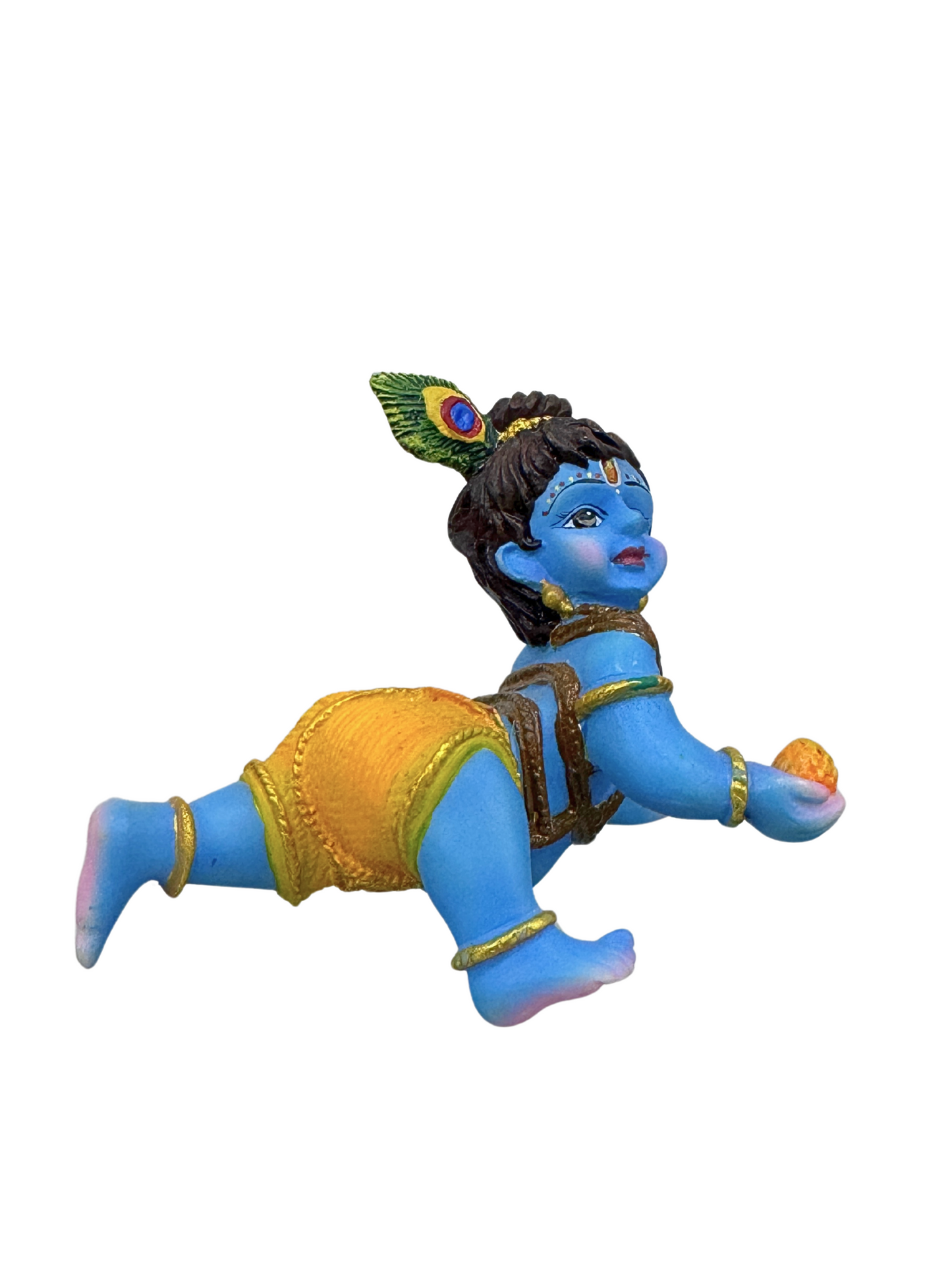 New Regular Crawling Krishna Idol Without Base-Length-2.5 Inches-Resin-Multicoloured Finish