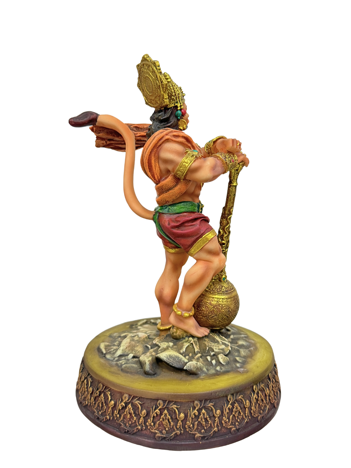 New Big Standing Hanuman Idol Holding Gada-Height-7 inches-Resin-Multicoloured